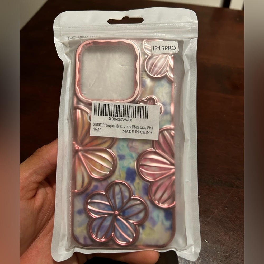 Pink Floral Phone Case for iPhone 15 Pro